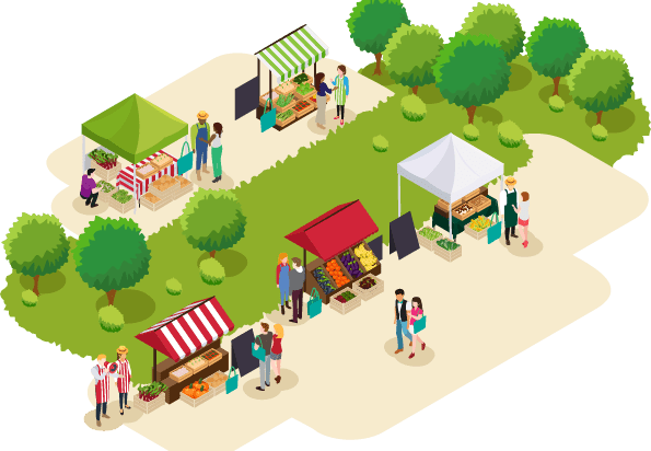 A group of people at a farmers market