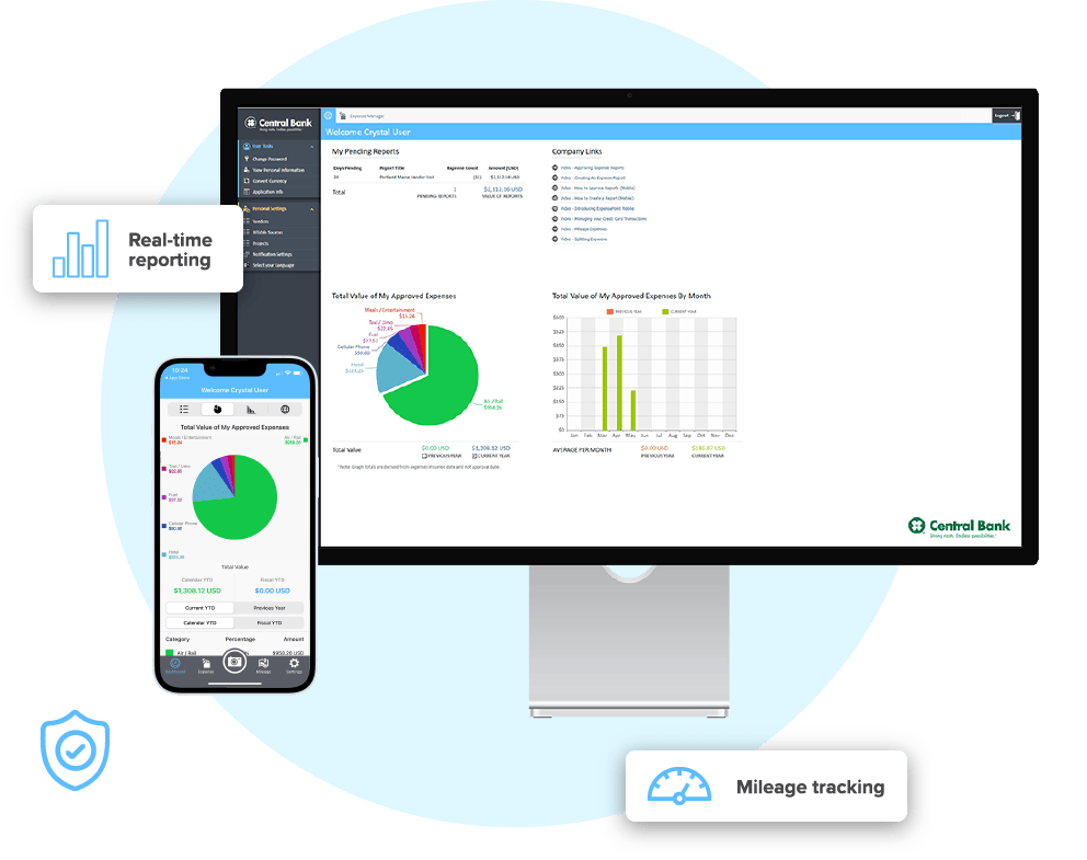 desktop and mobile screens showing the Expense Point dashboard
